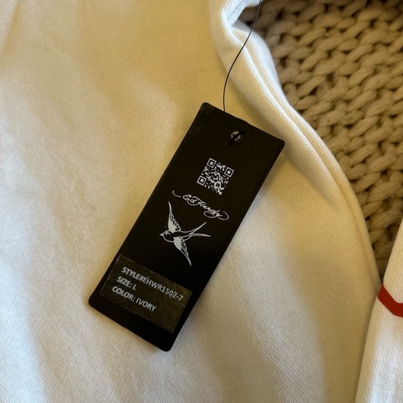 Ed Hardy Cropped Zip Hoodie Ivory - Picture 3 of 10